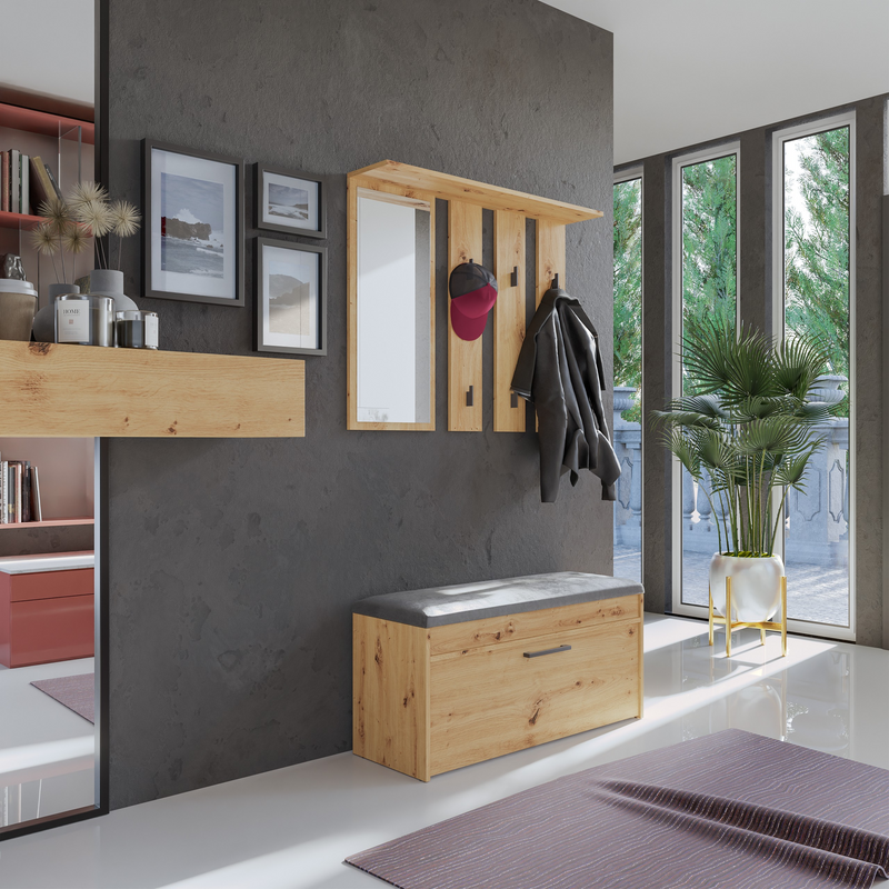 Shoe Cabinet Coat Rack and Mirror